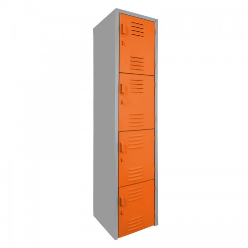 Locker metálico dual grande - 4 puertas naranja